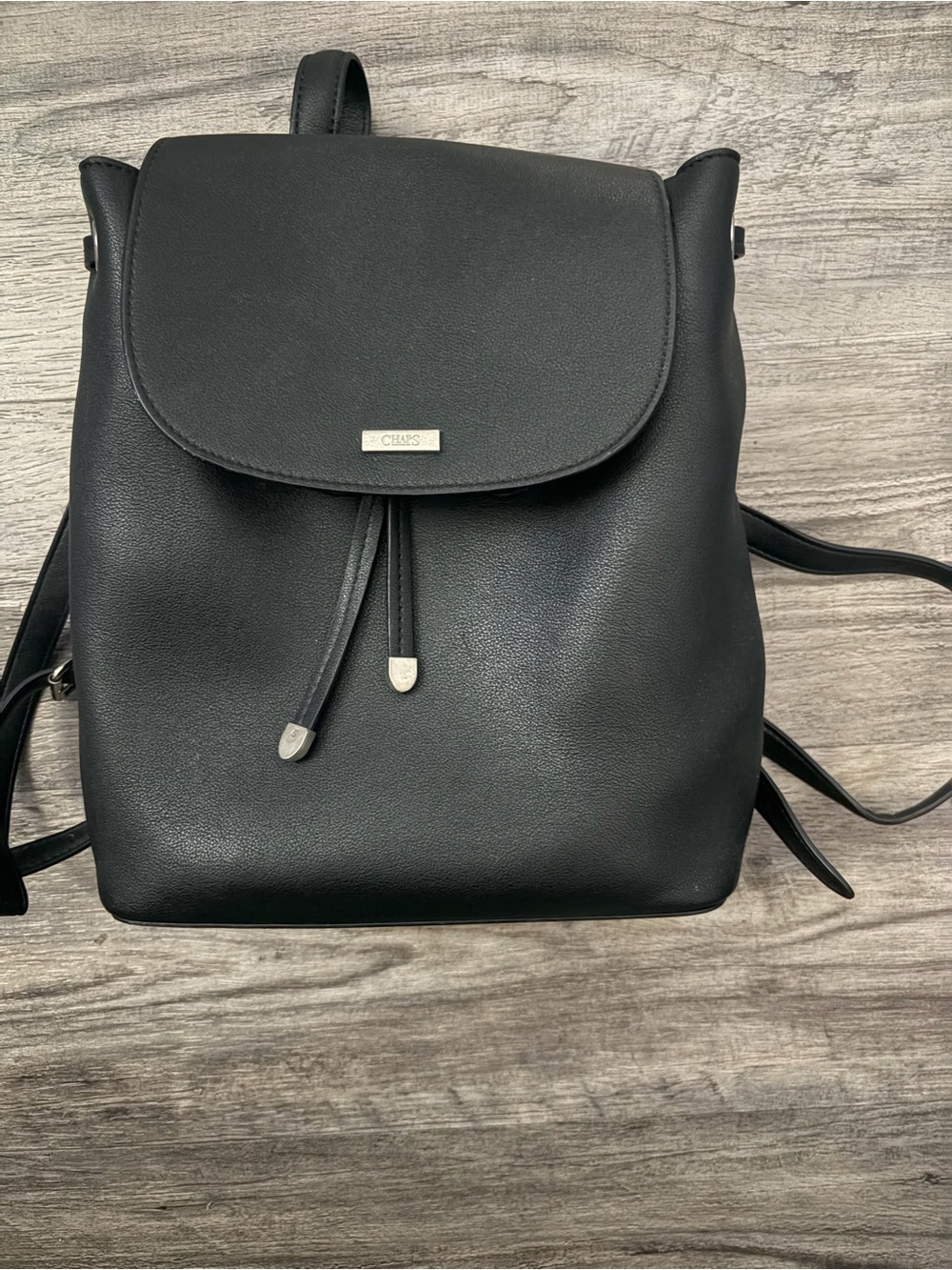 Chaps Black Drawstring Backpack